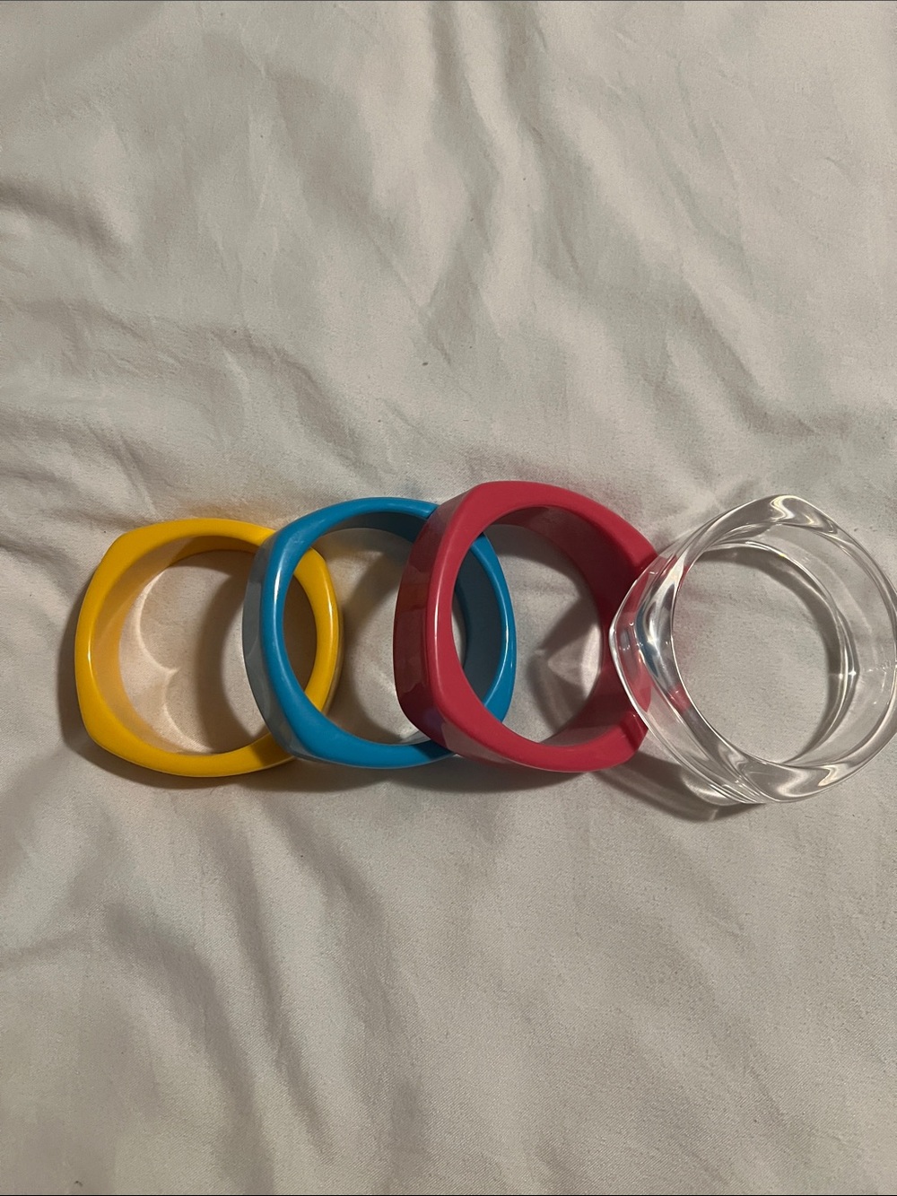Colorful Stackable Women's Bangle Set - Yellow, Blue, Pink, Clear